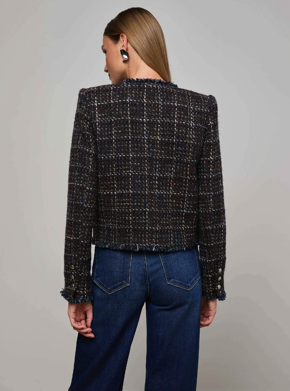 L'Agence Zaya Tweed Jacket - Midnight Brown Multi Tweed