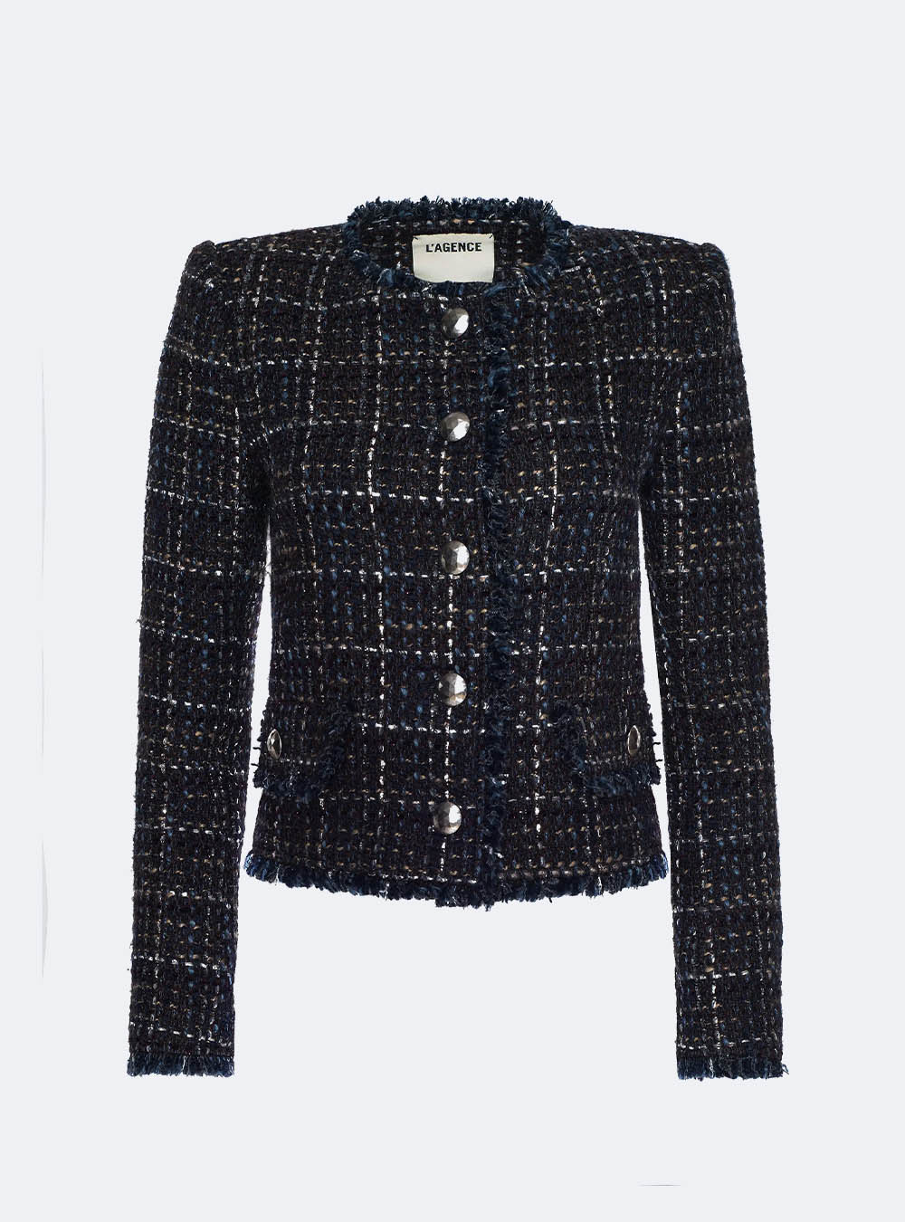 L'Agence Zaya Tweed Jacket - Midnight Brown Multi Tweed