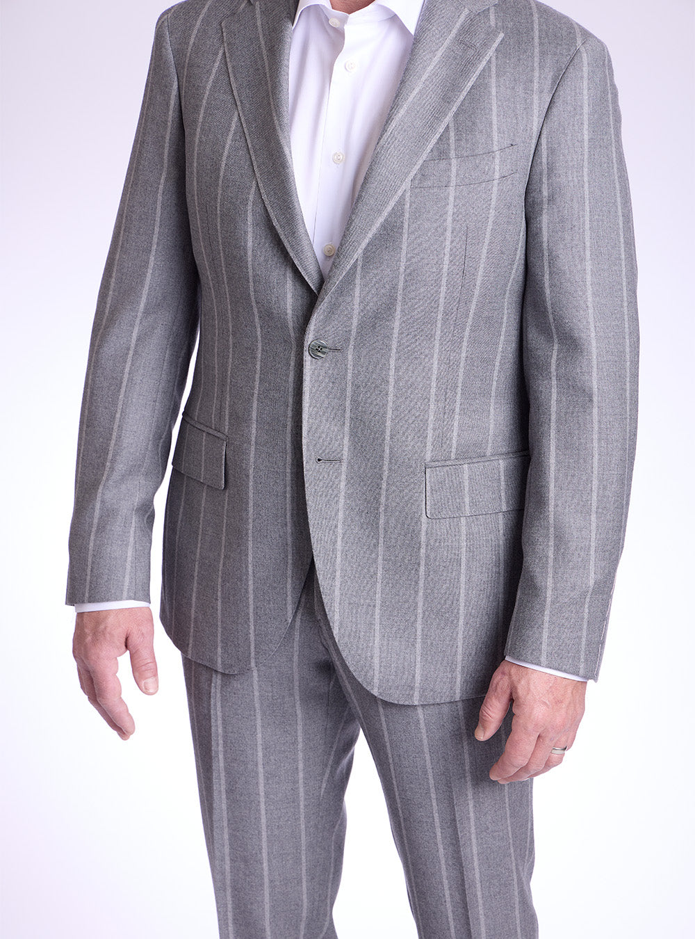 Luigi Bianchi Grey Flannel Chalk Stripe Suit