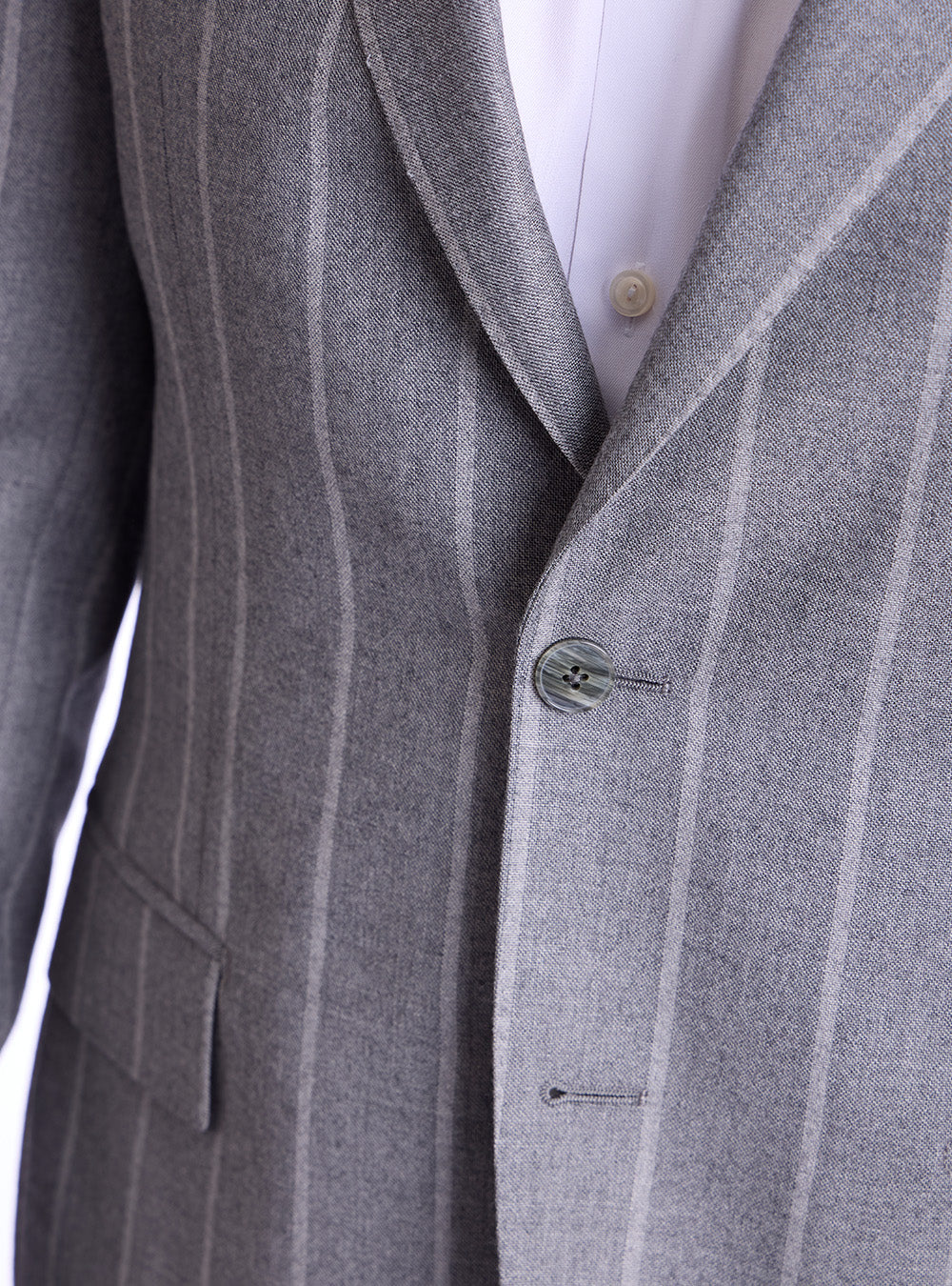 Luigi Bianchi Grey Flannel Chalk Stripe Suit