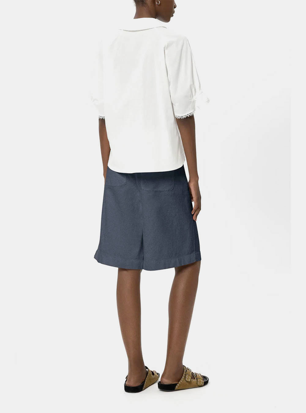 Luisa Cerano Bermuda Shorts in Linen Bend - Blue
