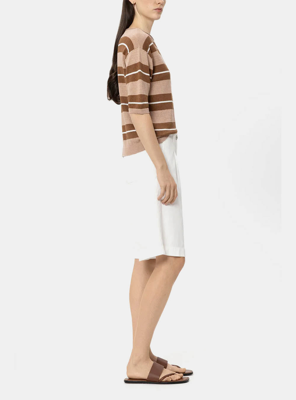 Luisa Cerano Bermuda Shorts in Linen Bend - White
