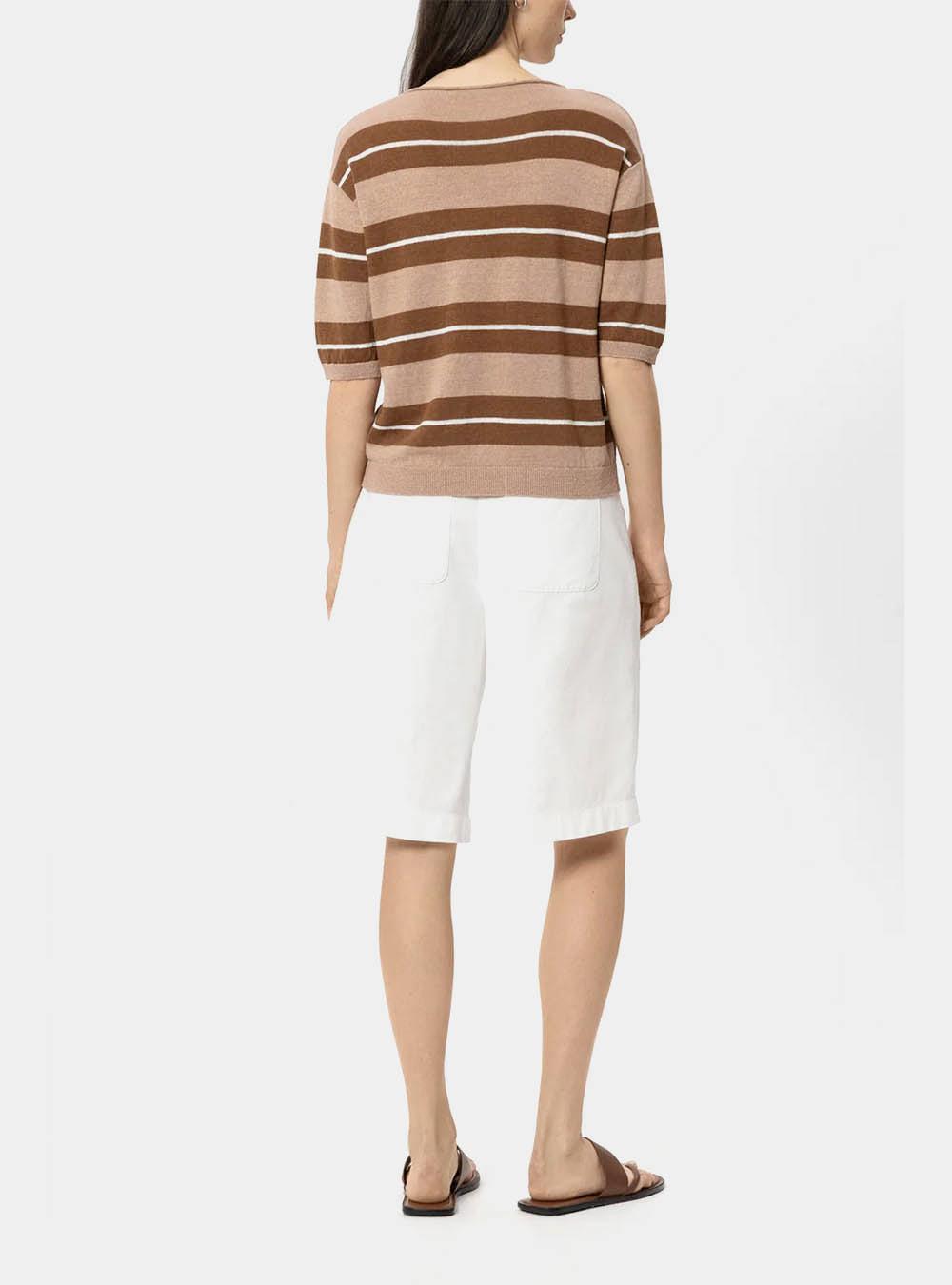 Luisa Cerano Bermuda Shorts in Linen Bend - White