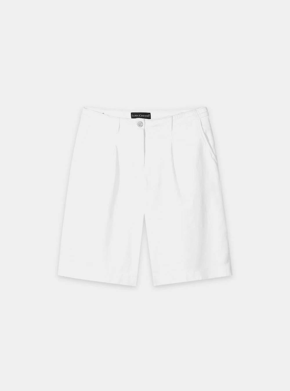 Luisa Cerano Bermuda Shorts in Linen Bend - White