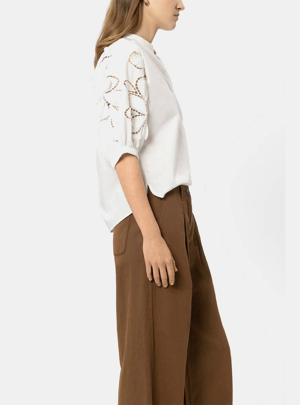 Luisa Cerano Blouse with Eyelet Embroidery - White