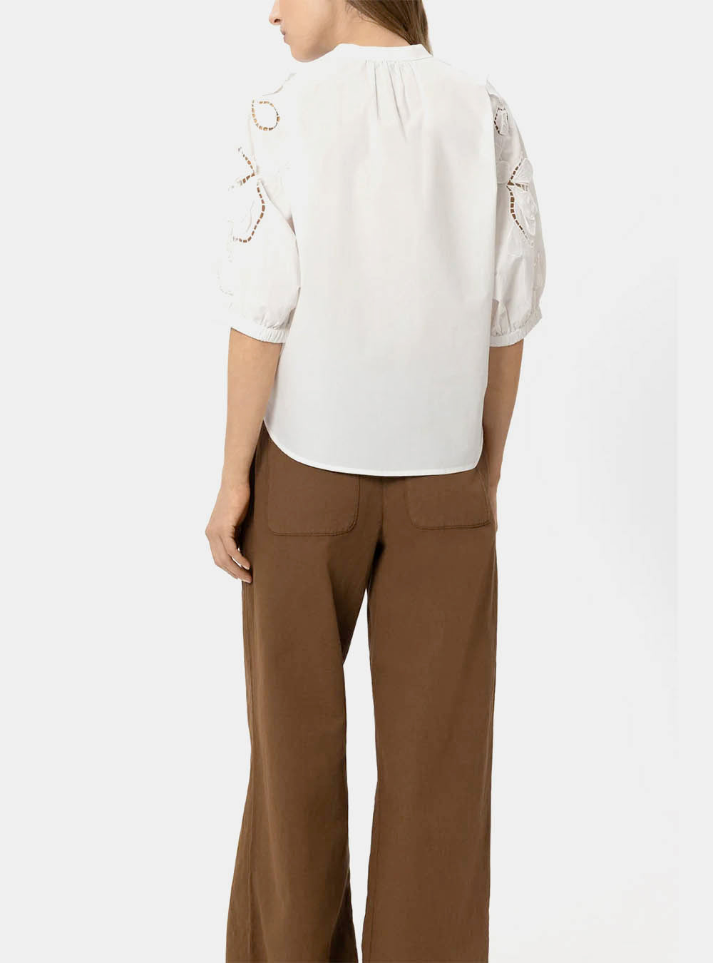 Luisa Cerano Blouse with Eyelet Embroidery - White