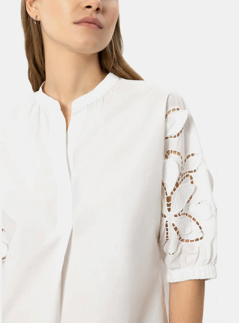 Luisa Cerano Blouse with Eyelet Embroidery - White