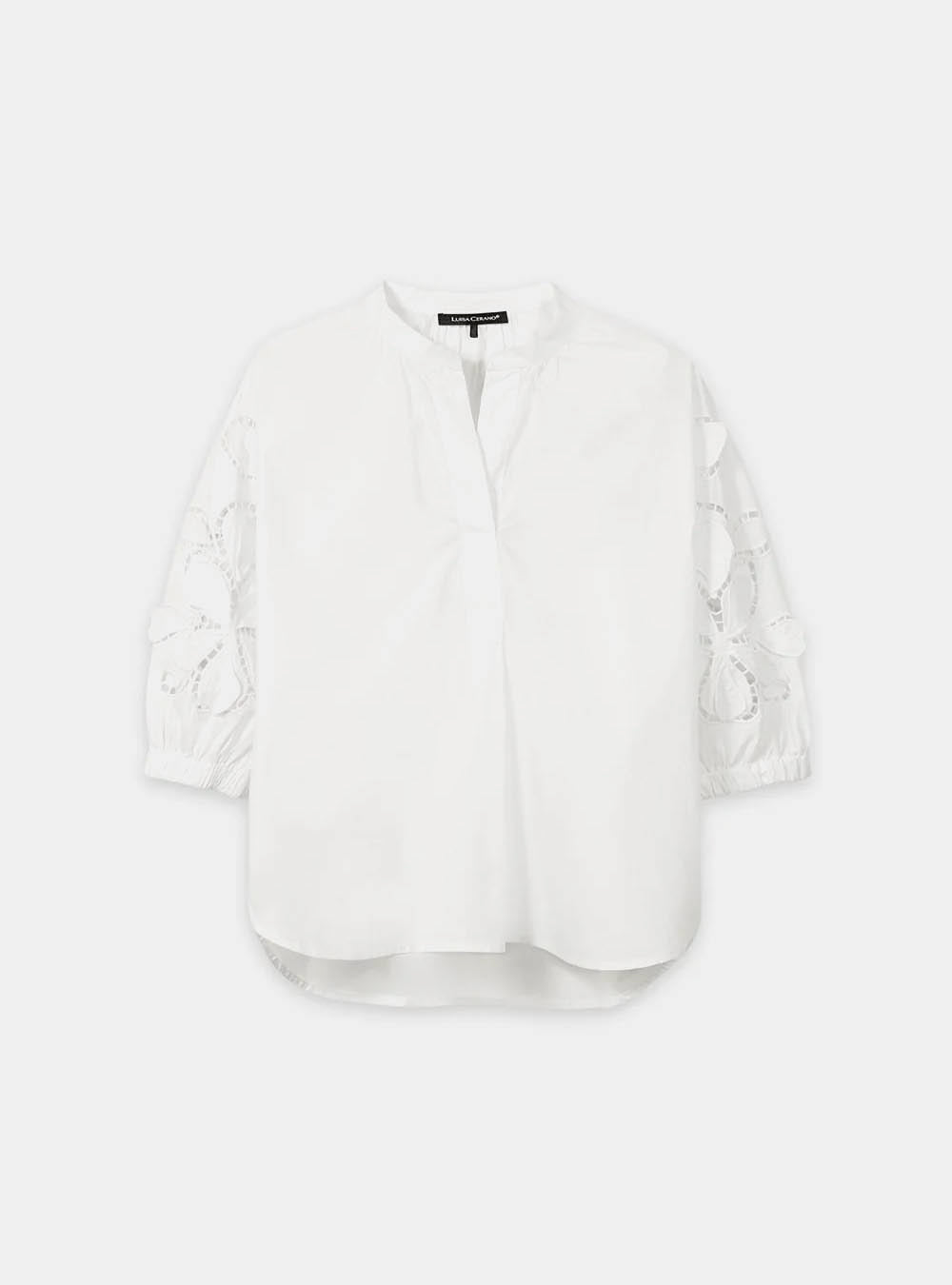 Luisa Cerano Blouse with Eyelet Embroidery - White