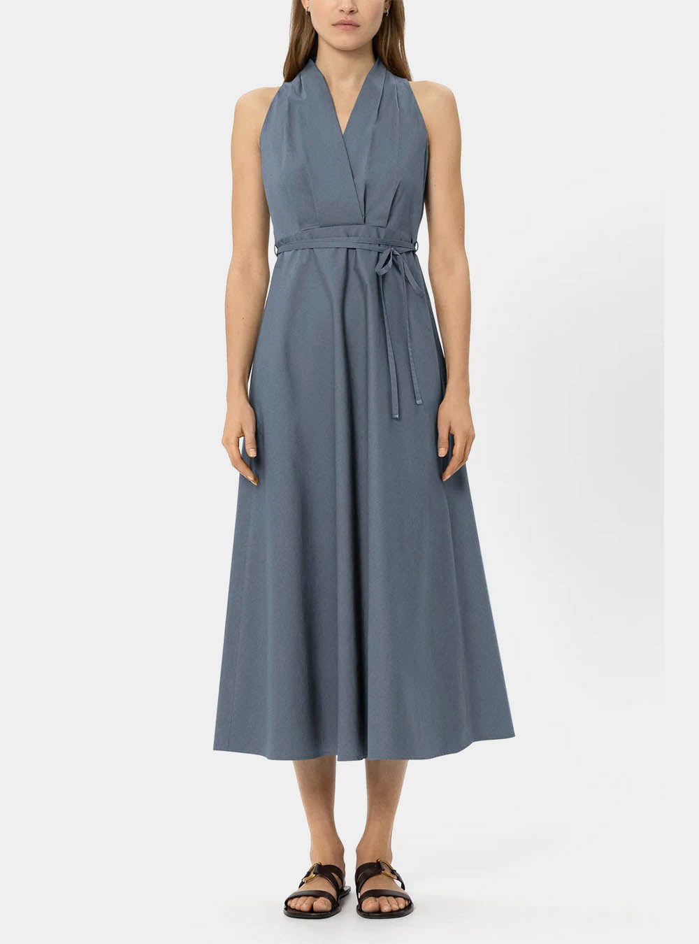 Luisa Cerano Gabardine Halterneck Dress - Blue