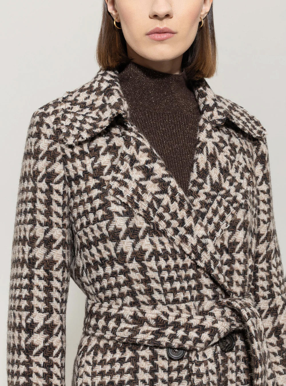 Luisa Cerano Glencheck Coat with Belt