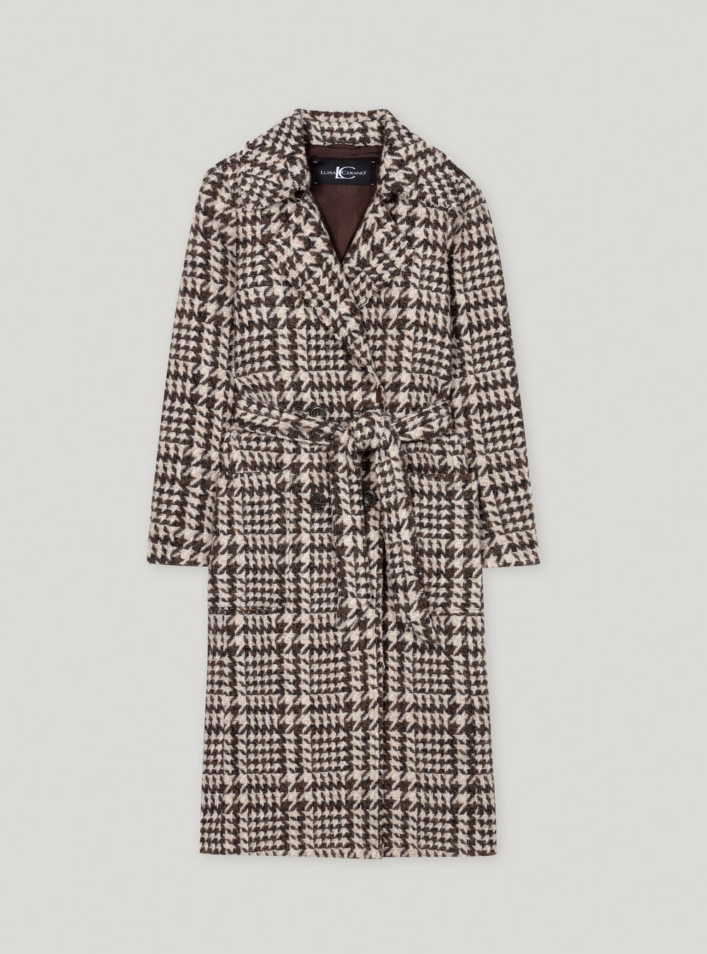 Luisa Cerano Glencheck Coat with Belt