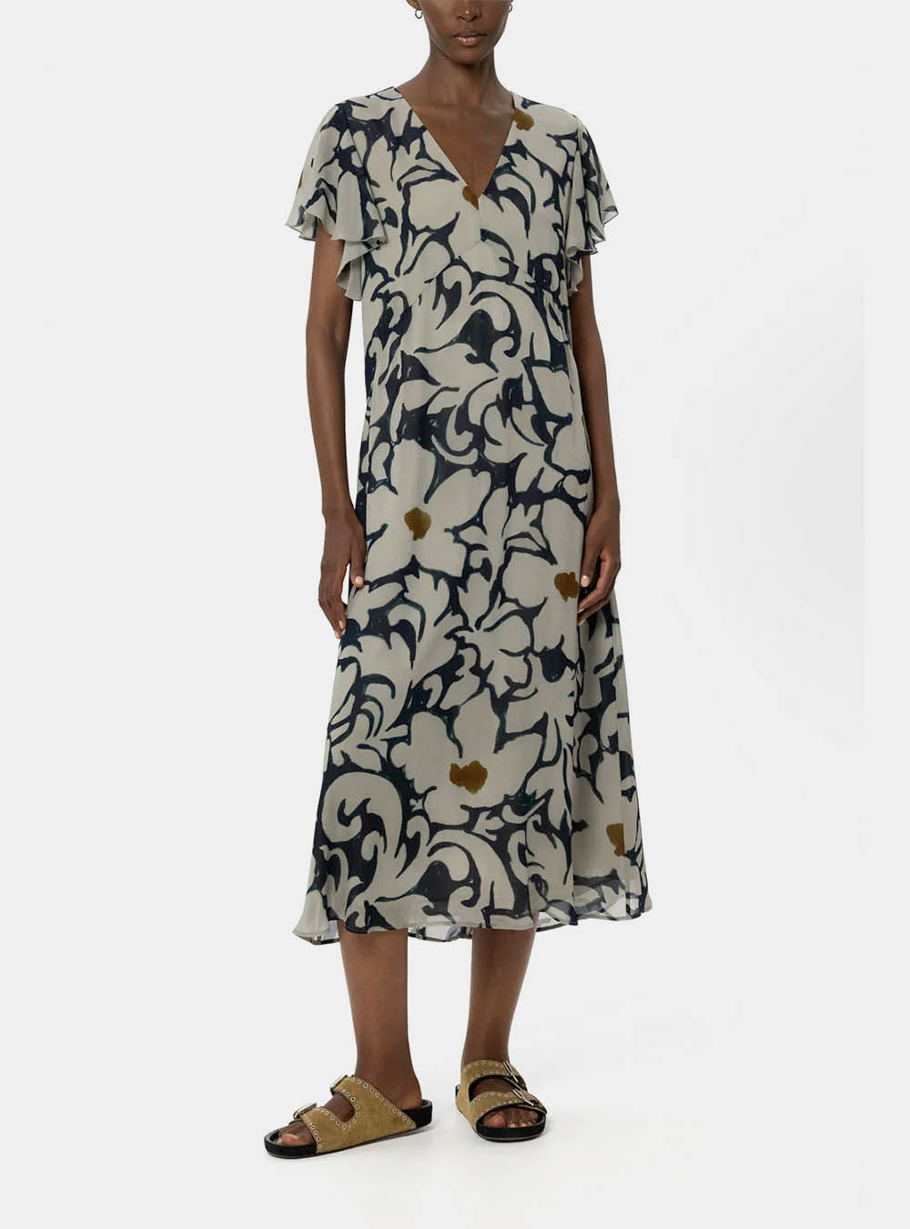 Luisa Cerano Maxi Dress with Flower Print - Multi Blue