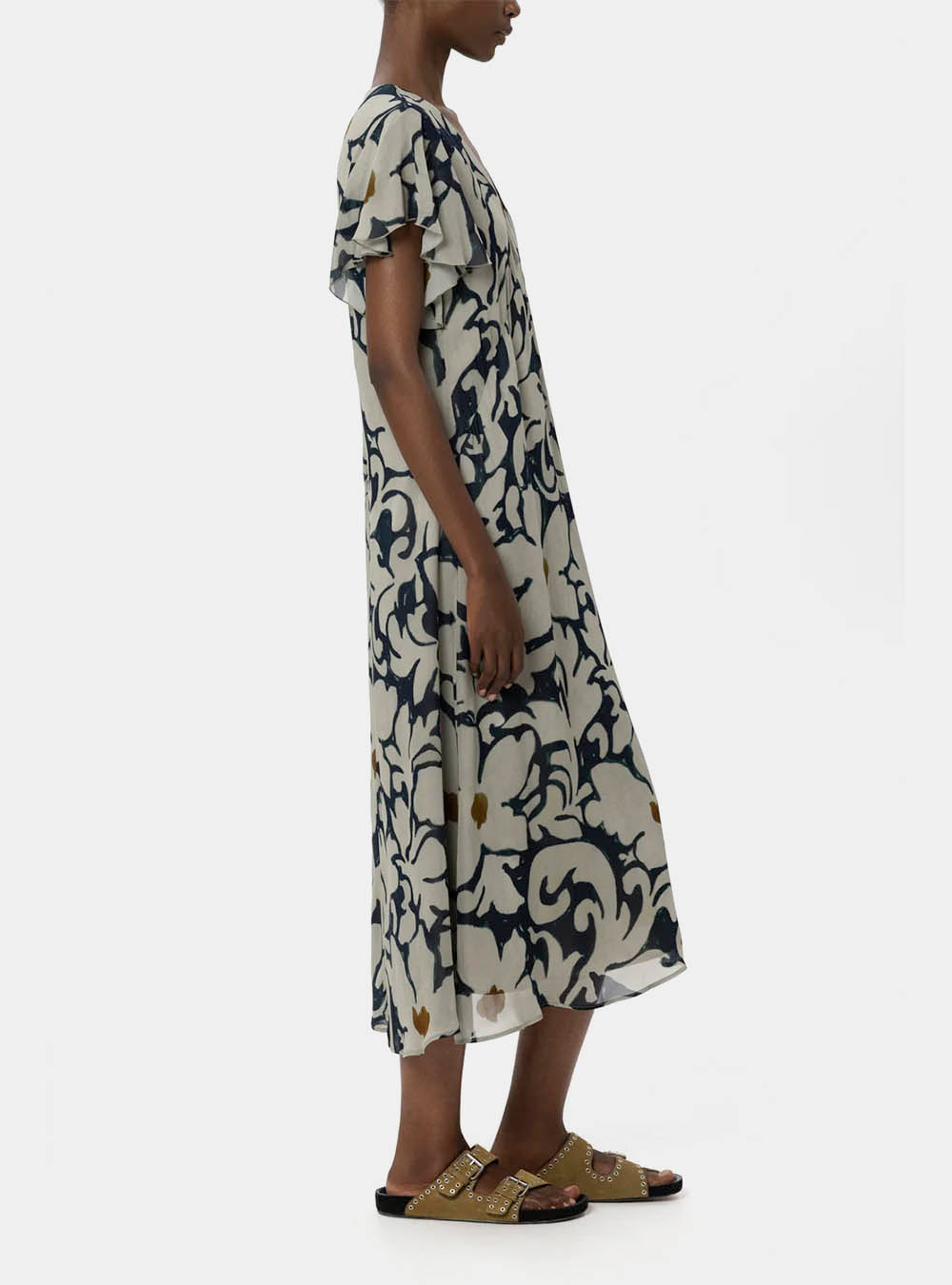 Luisa Cerano Maxi Dress with Flower Print - Multi Blue