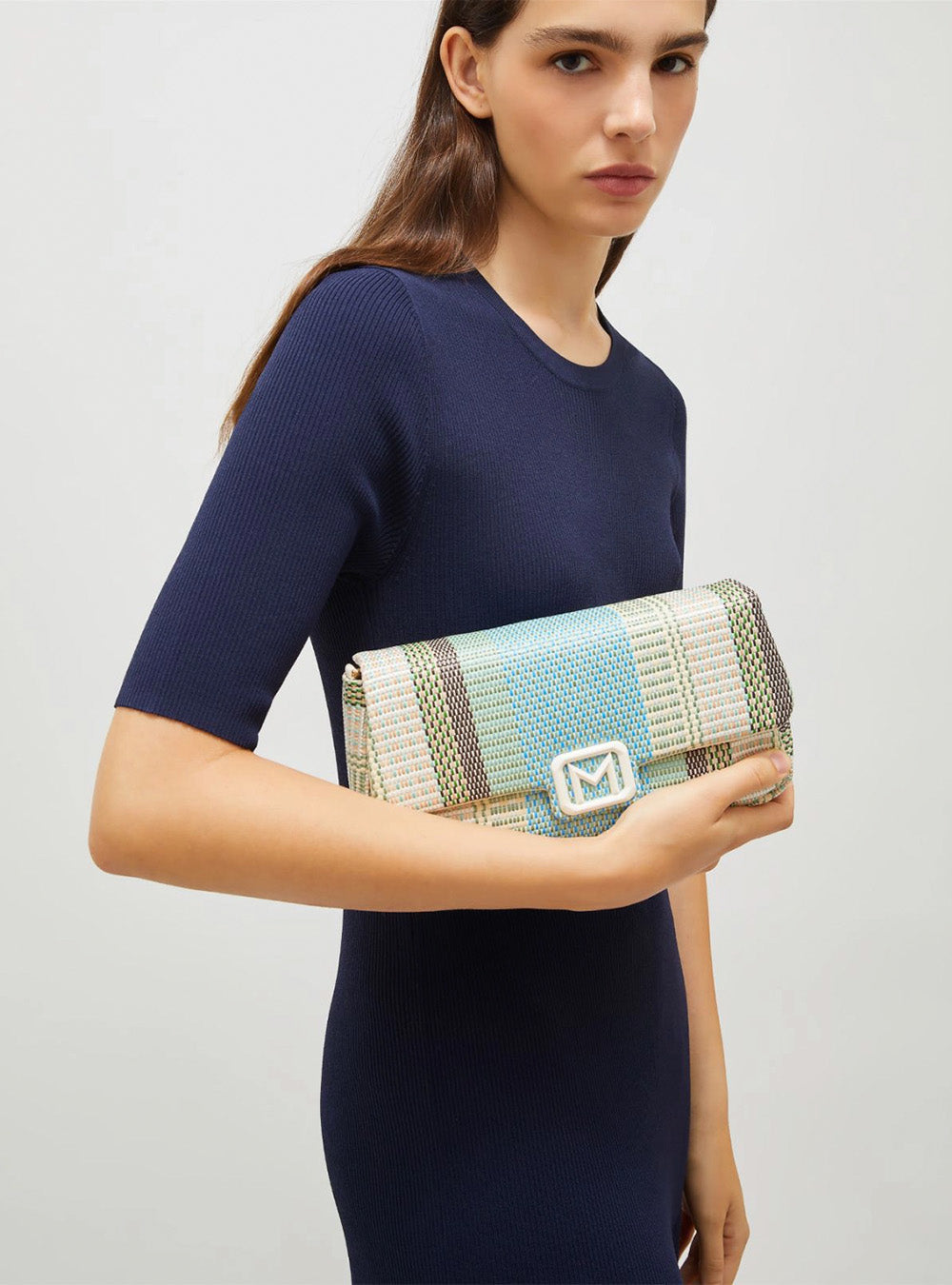 Marella Medium Raffia Le Muse Bag - Light Blue