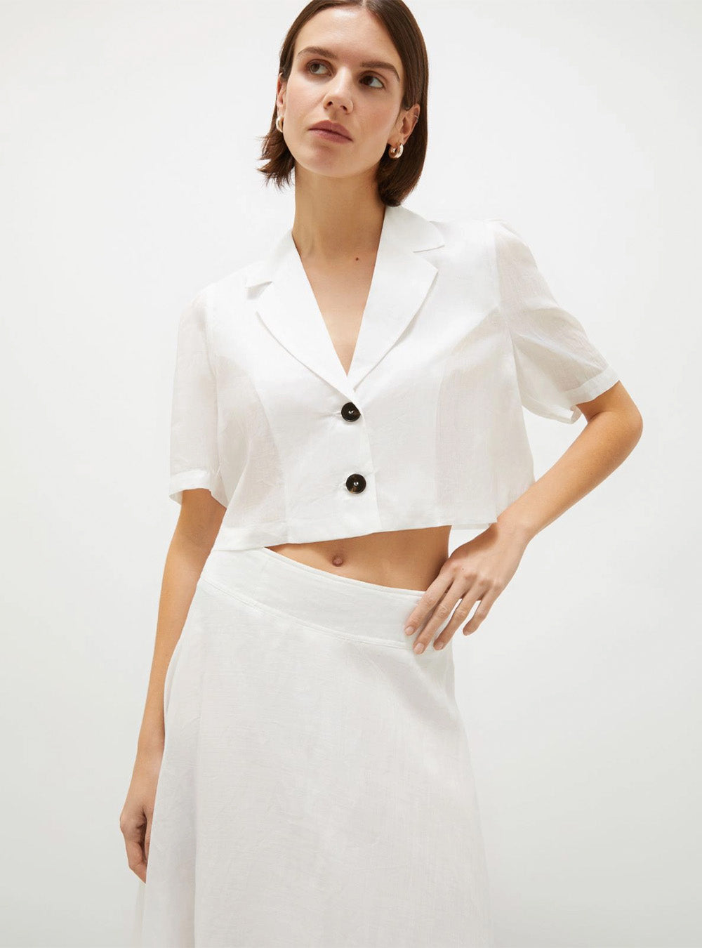 Marella Short Ramie Blazer - White