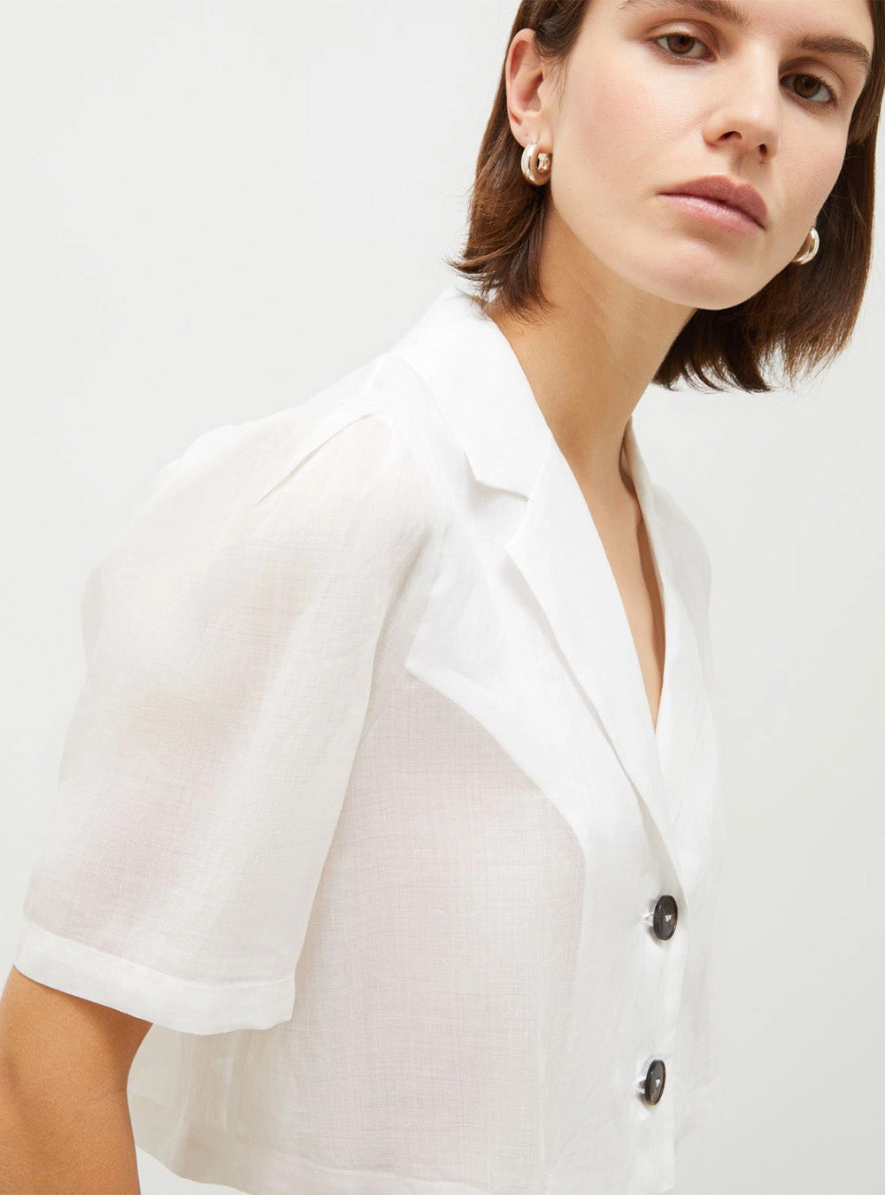 Marella Short Ramie Blazer - White