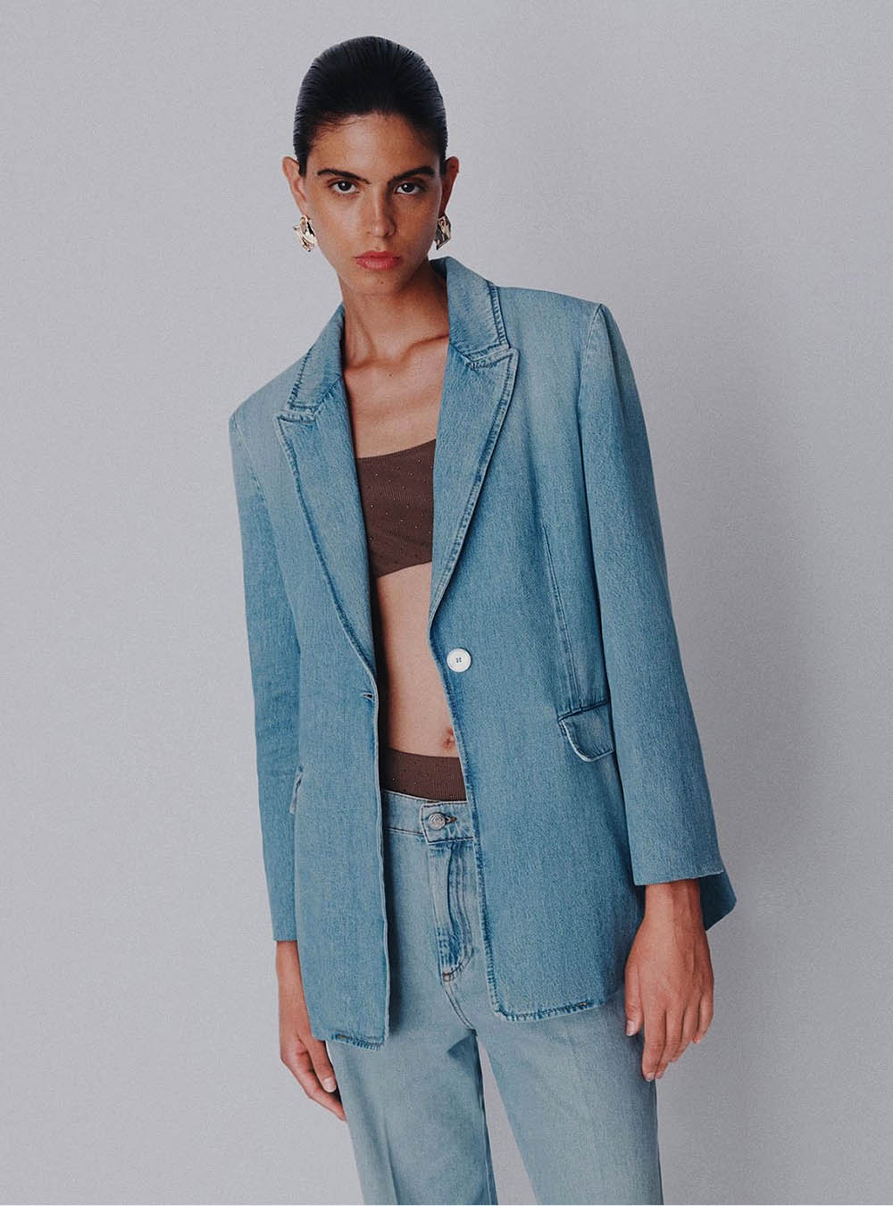 Marella Light Denim Blazer - Blue Jeans
