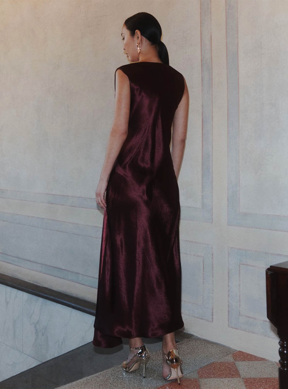 Marella Lightweight Satin Dress - Bordeaux
