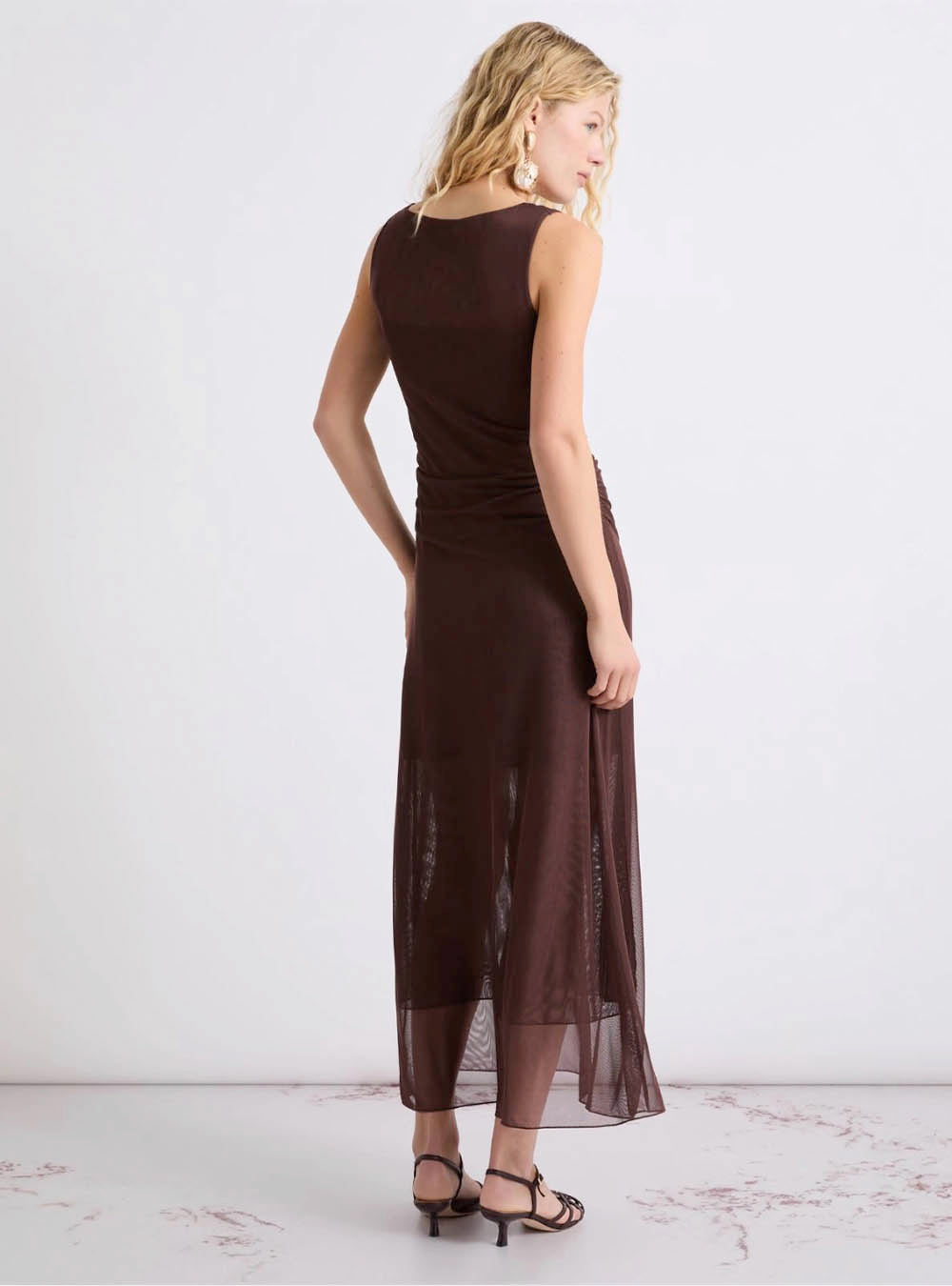 Marella Lined Tulle Dress - Brown