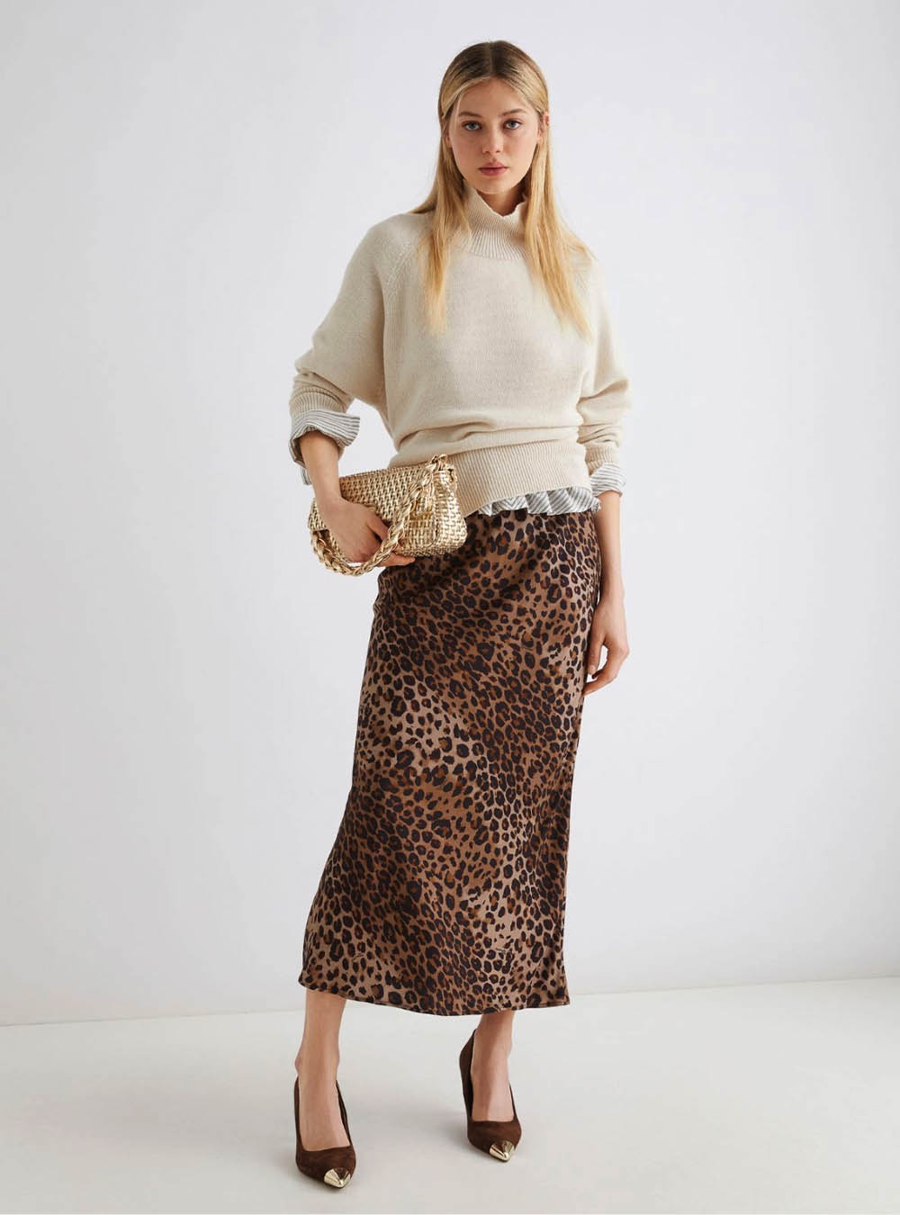Marella Long Skirt with Drawstring - Natural