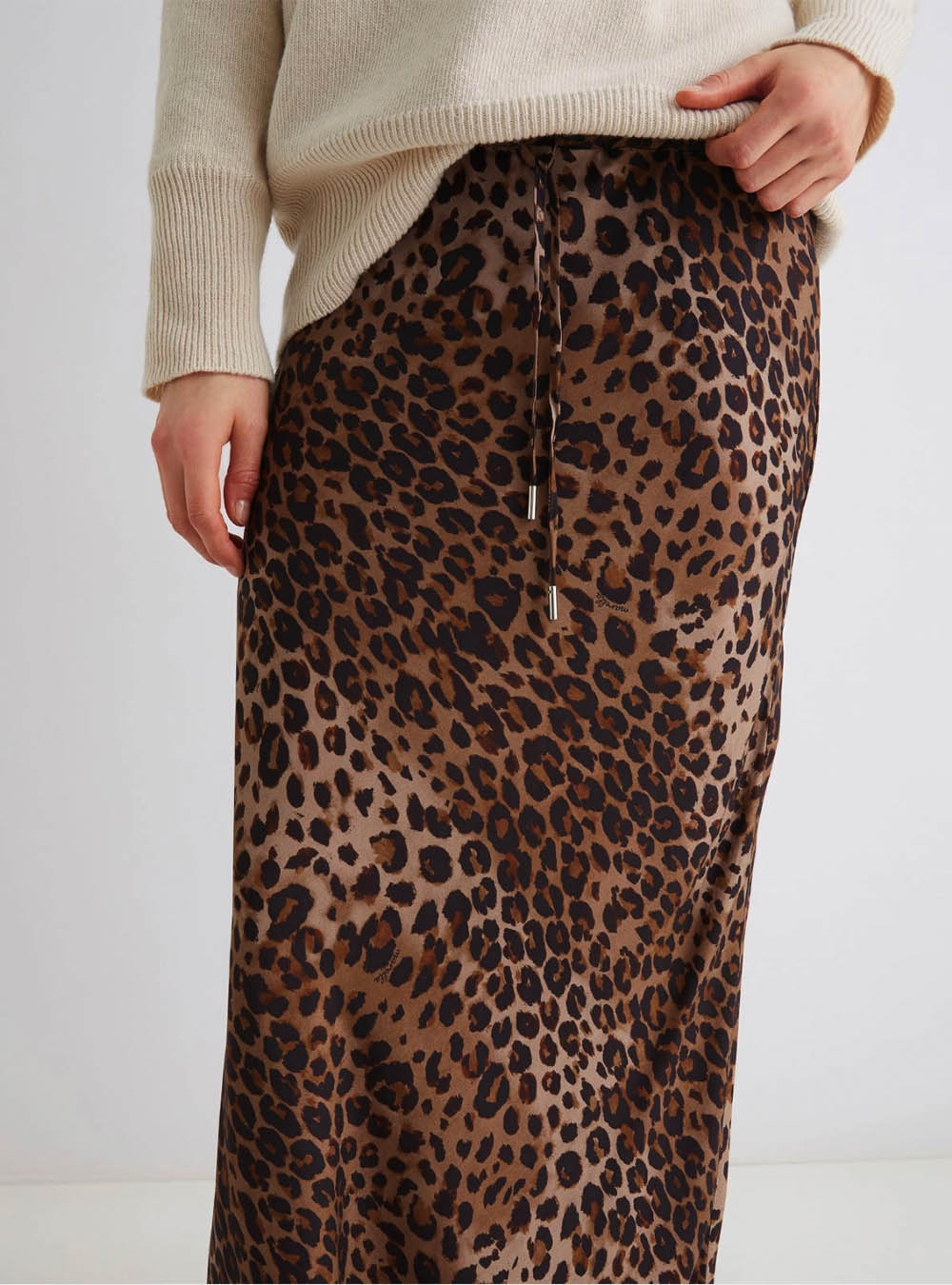 Marella Long Skirt with Drawstring - Natural