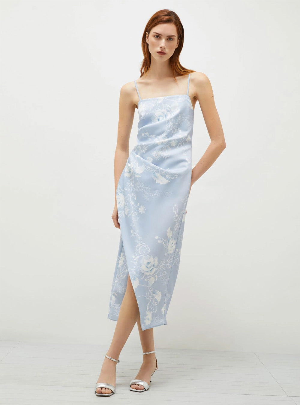 Marella Printed Satin Dress - Light Blue