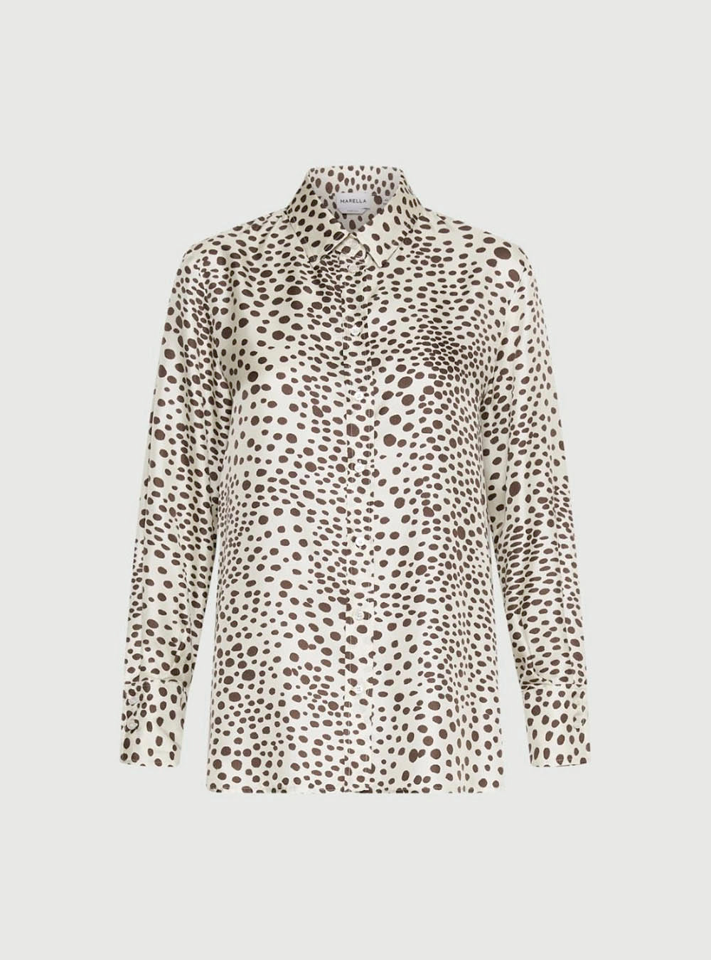 Marella Printed Silk Twill Shirt - Cream