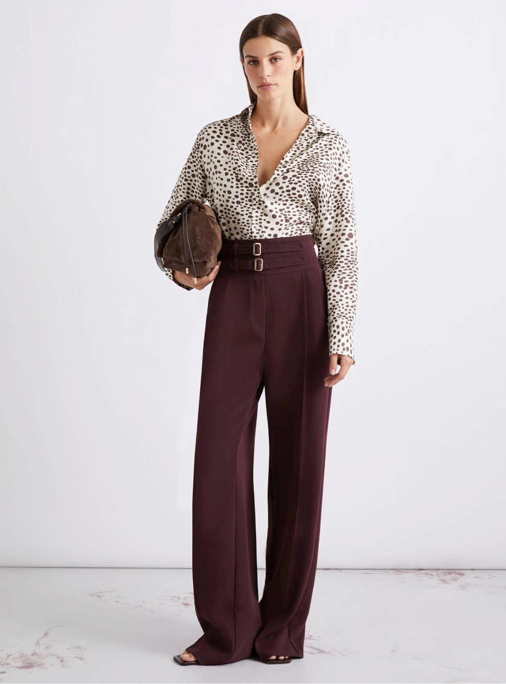 Marella Printed Silk Twill Shirt - Cream