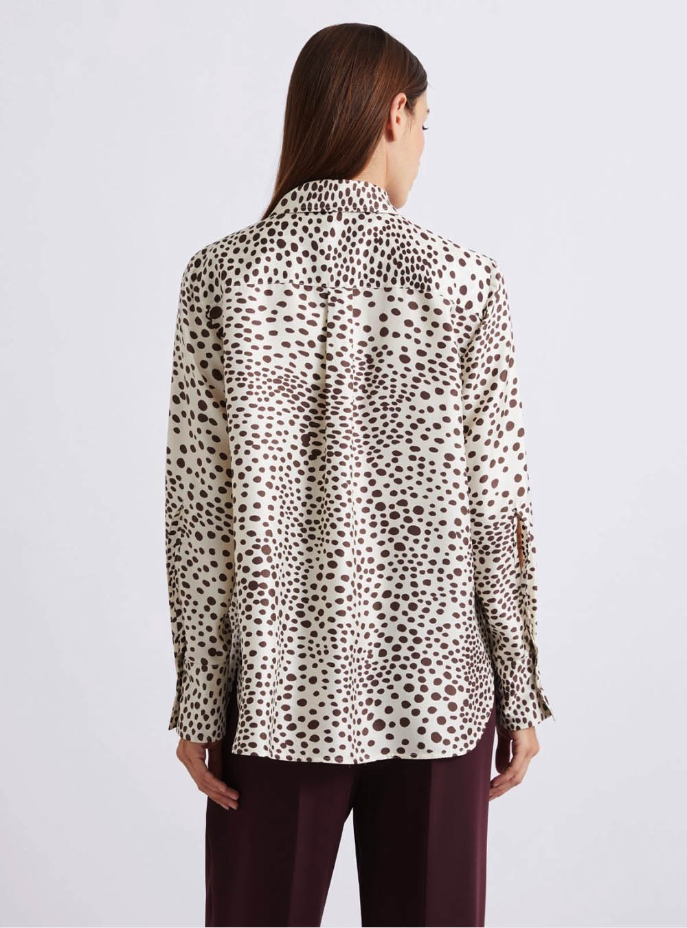 Marella Printed Silk Twill Shirt - Cream