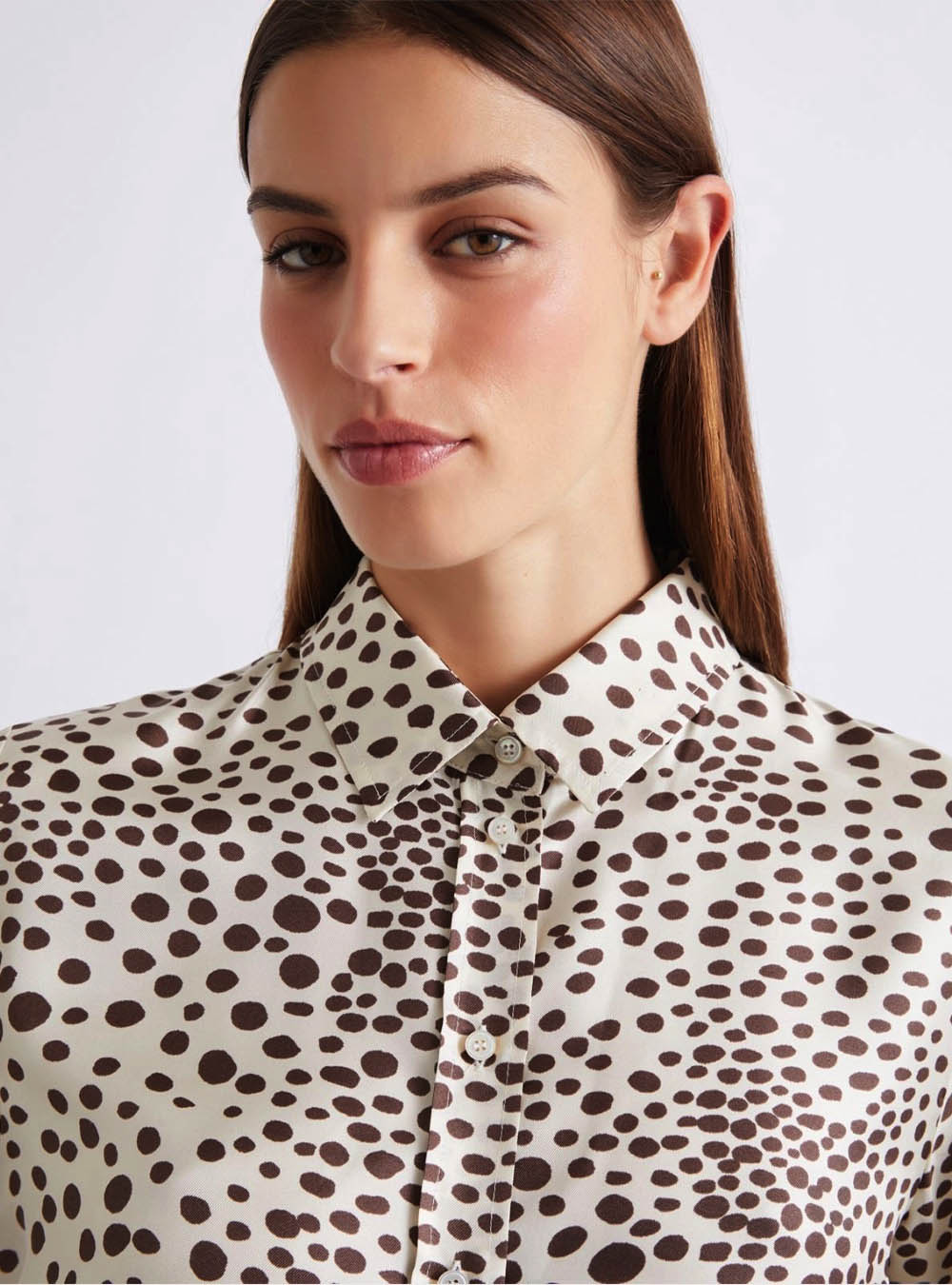 Marella Printed Silk Twill Shirt - Cream