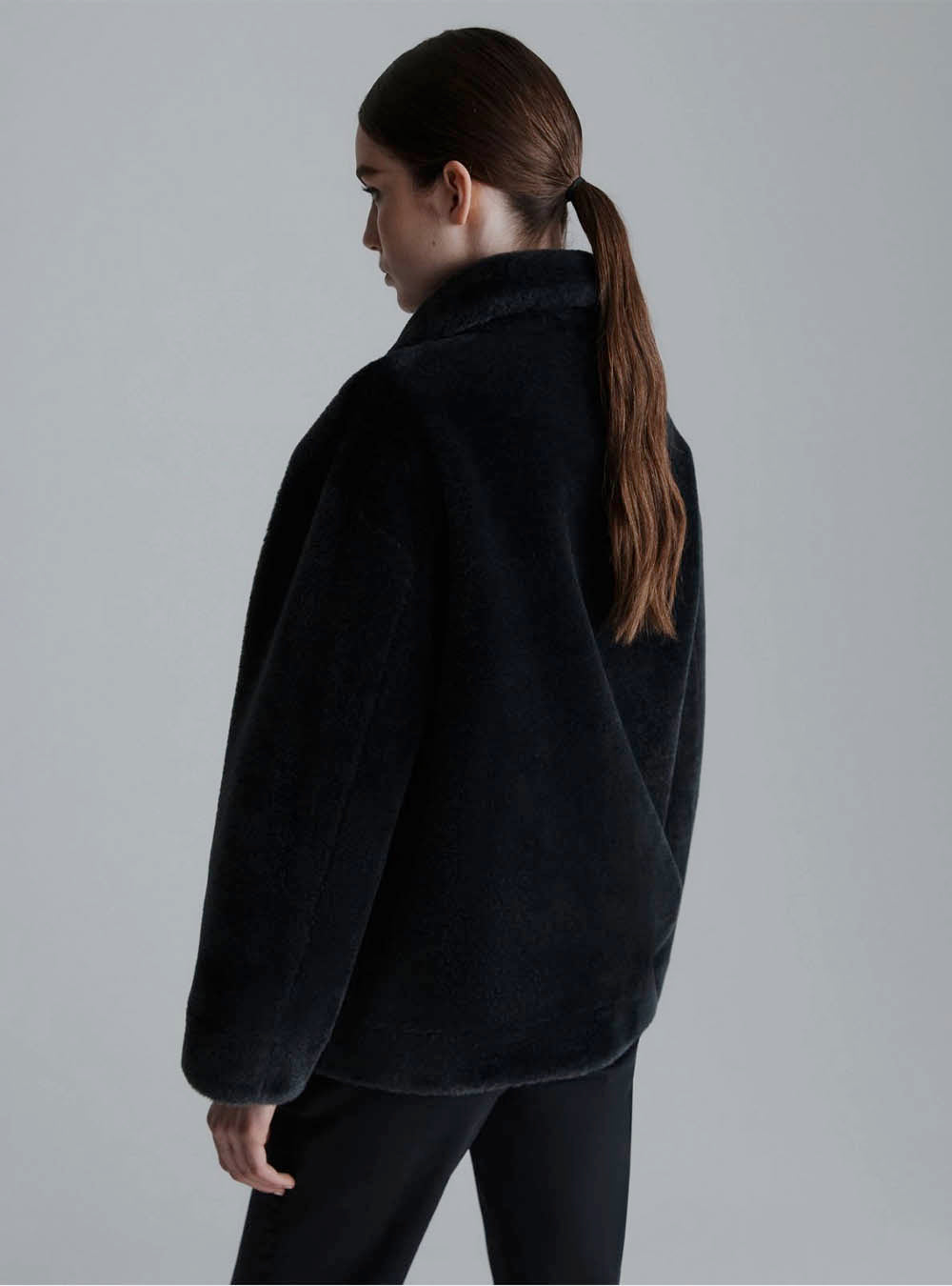 Marella Reversible Cocoon-Fit Jacket - Dark Grey