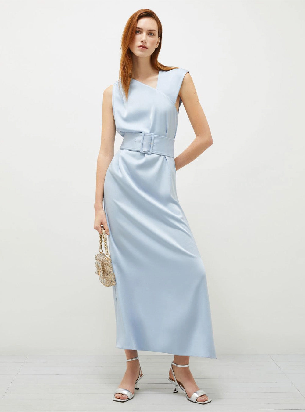 Marella Satin Dress - Light Blue