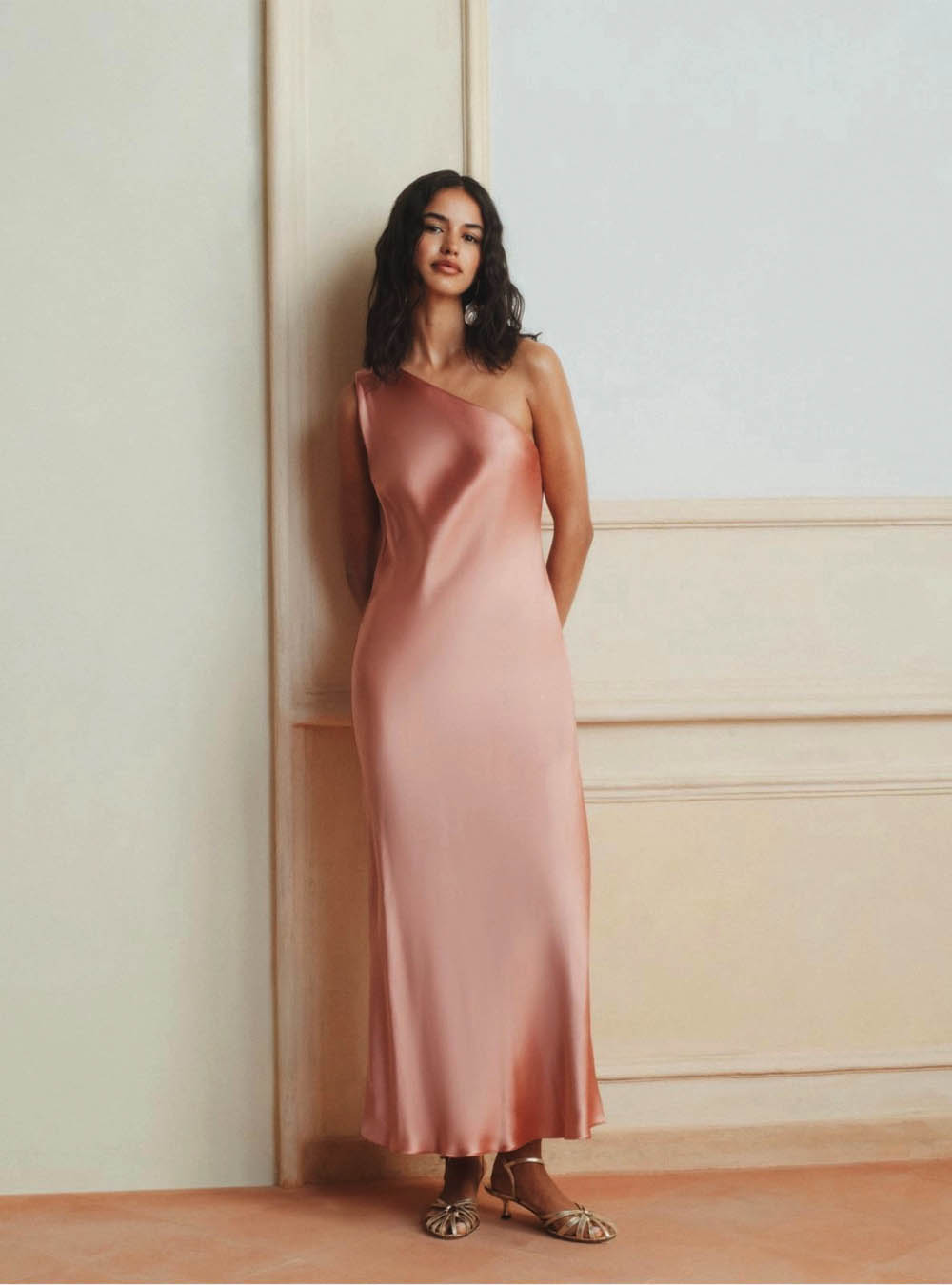 Marella Satin One-Shoulder Dress - Pink