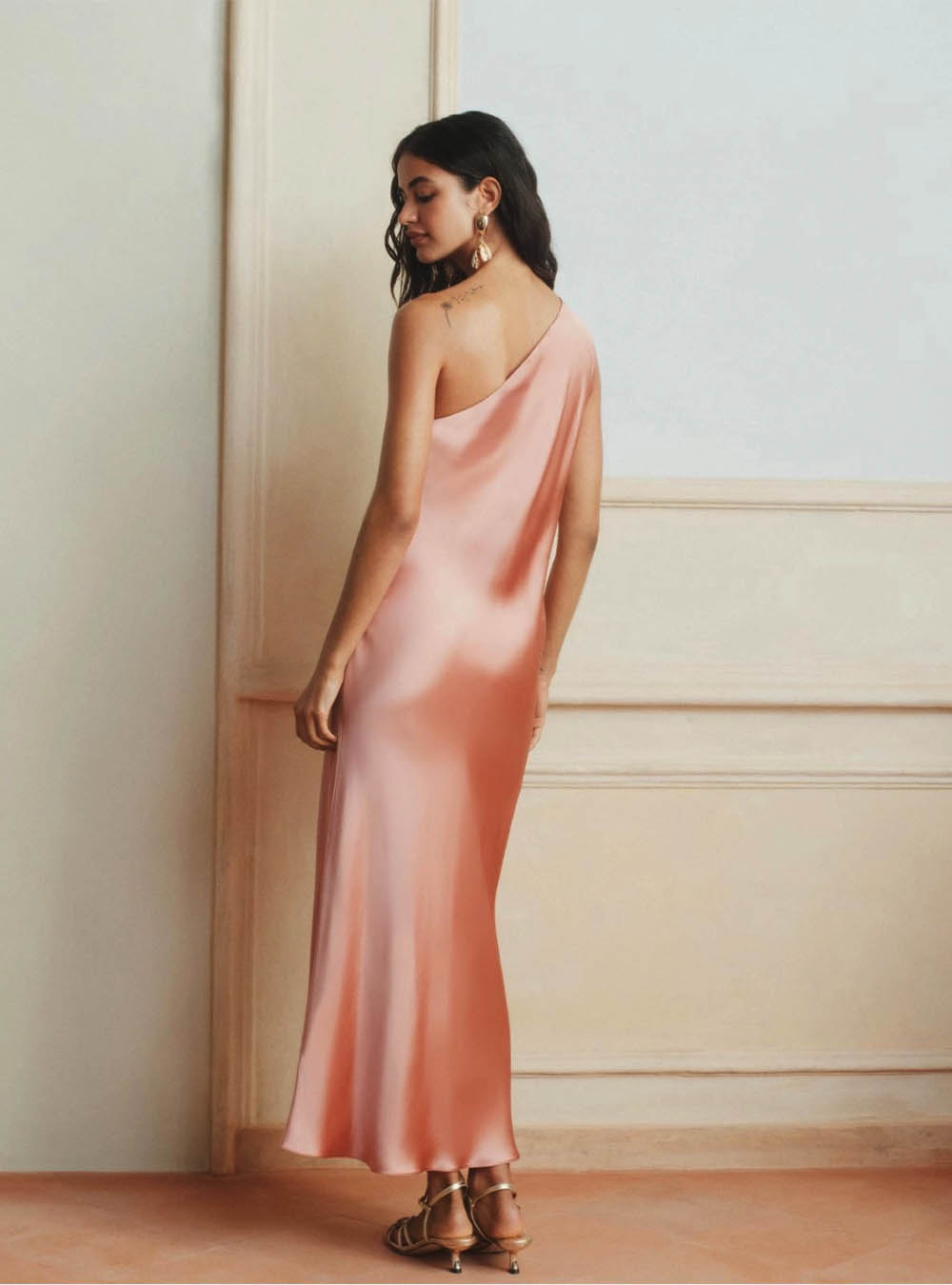 Marella Satin One-Shoulder Dress - Pink
