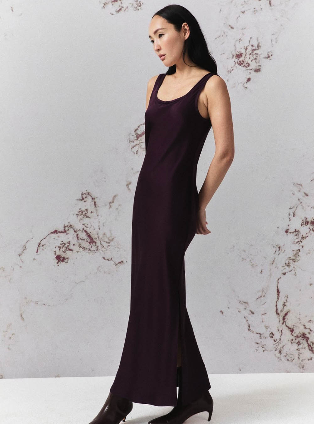 Marella Satin Slip Dress - Blackberry