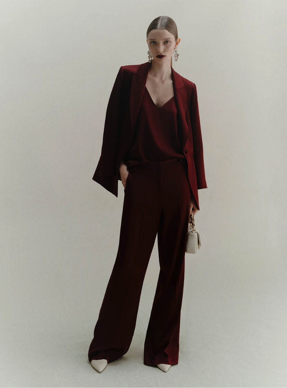Marella Satin Trousers - Bordeaux