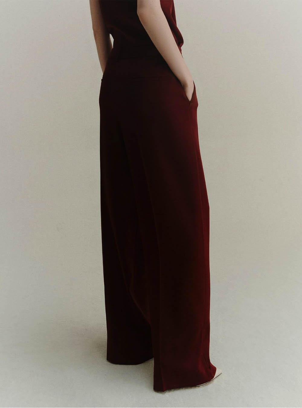 Marella Satin Trousers - Bordeaux