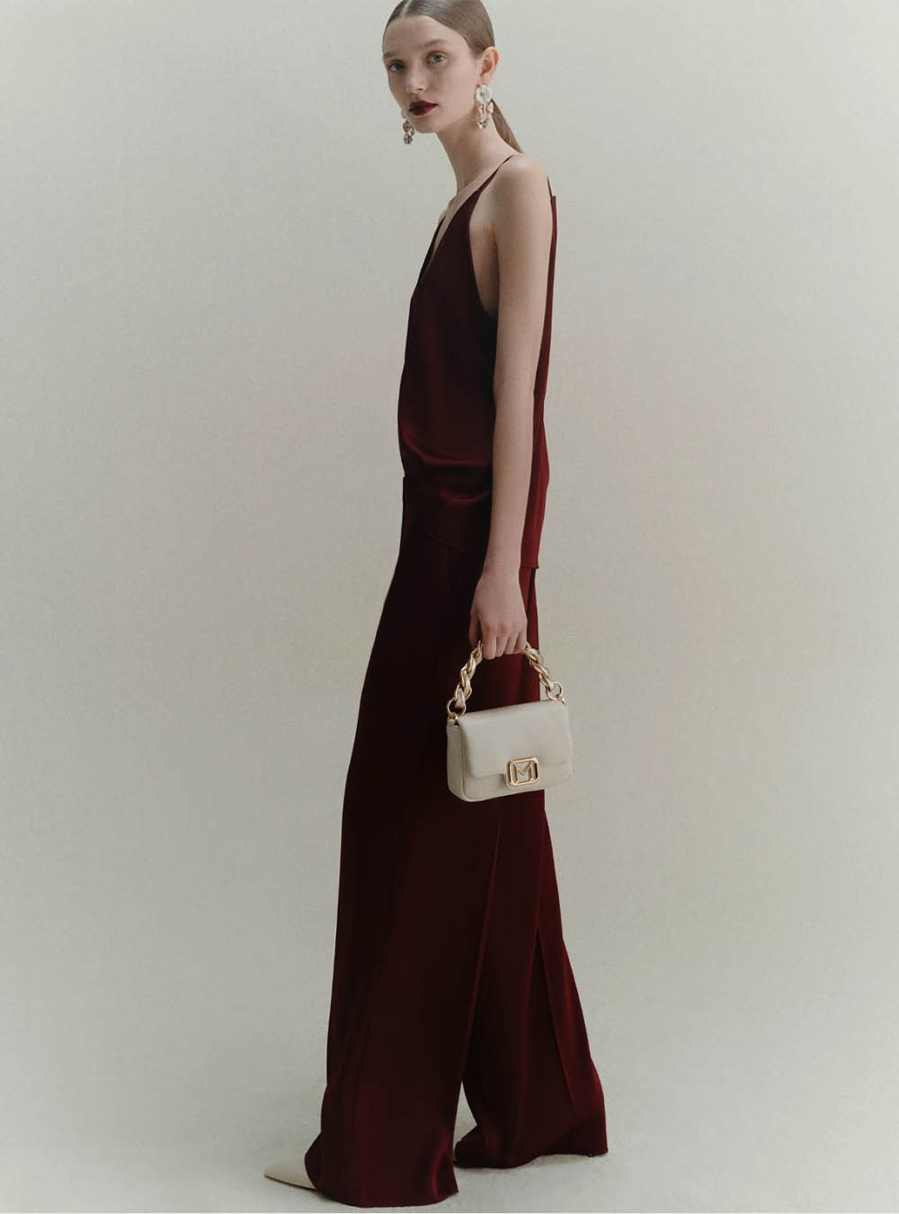 Marella Satin Trousers - Bordeaux