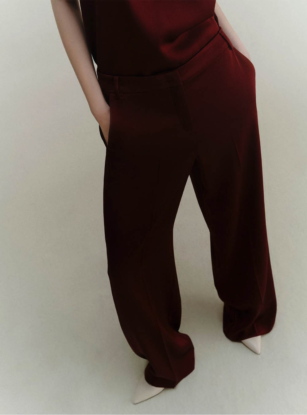 Marella Satin Trousers - Bordeaux