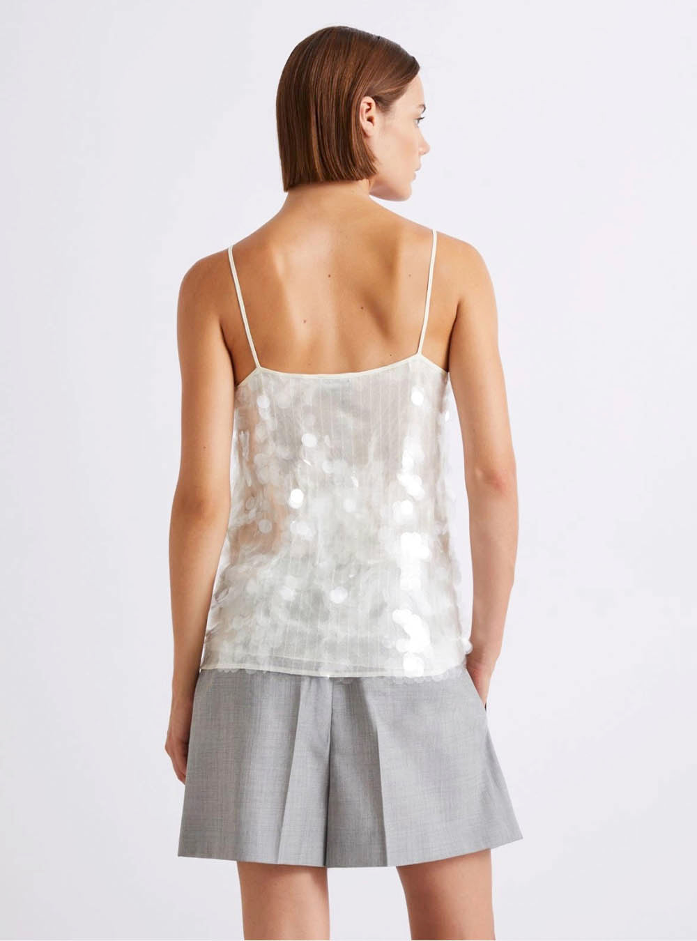 Marella Sequined Slip Top - White