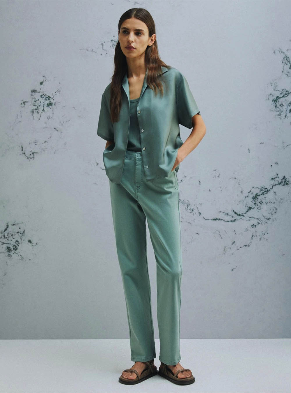 Marella Short Sleeved Silk Shirt - Green