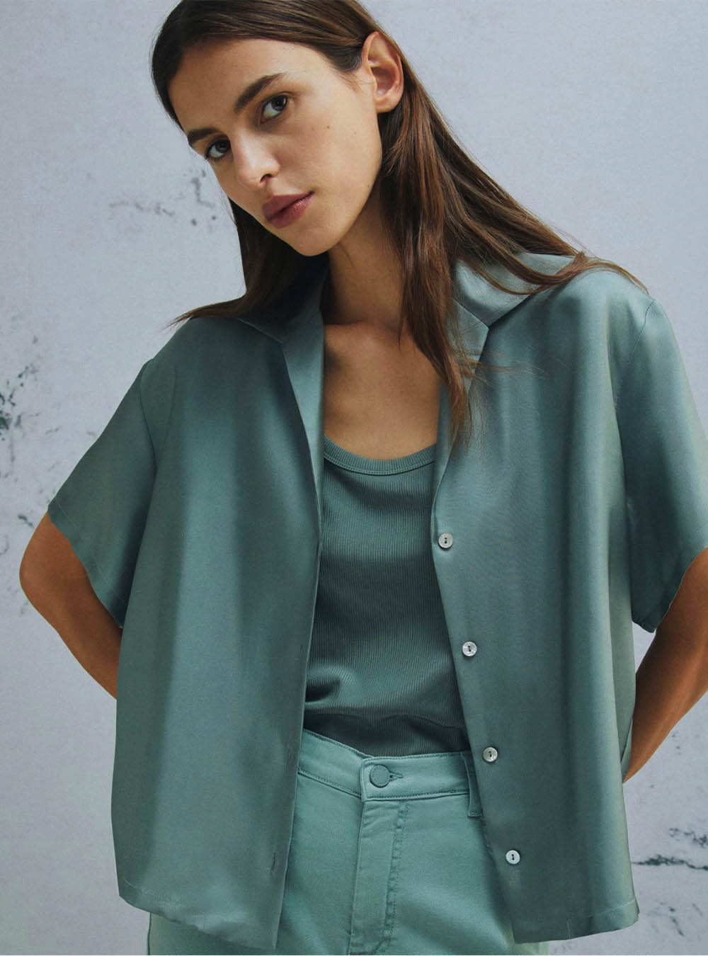 Marella Short Sleeved Silk Shirt - Green