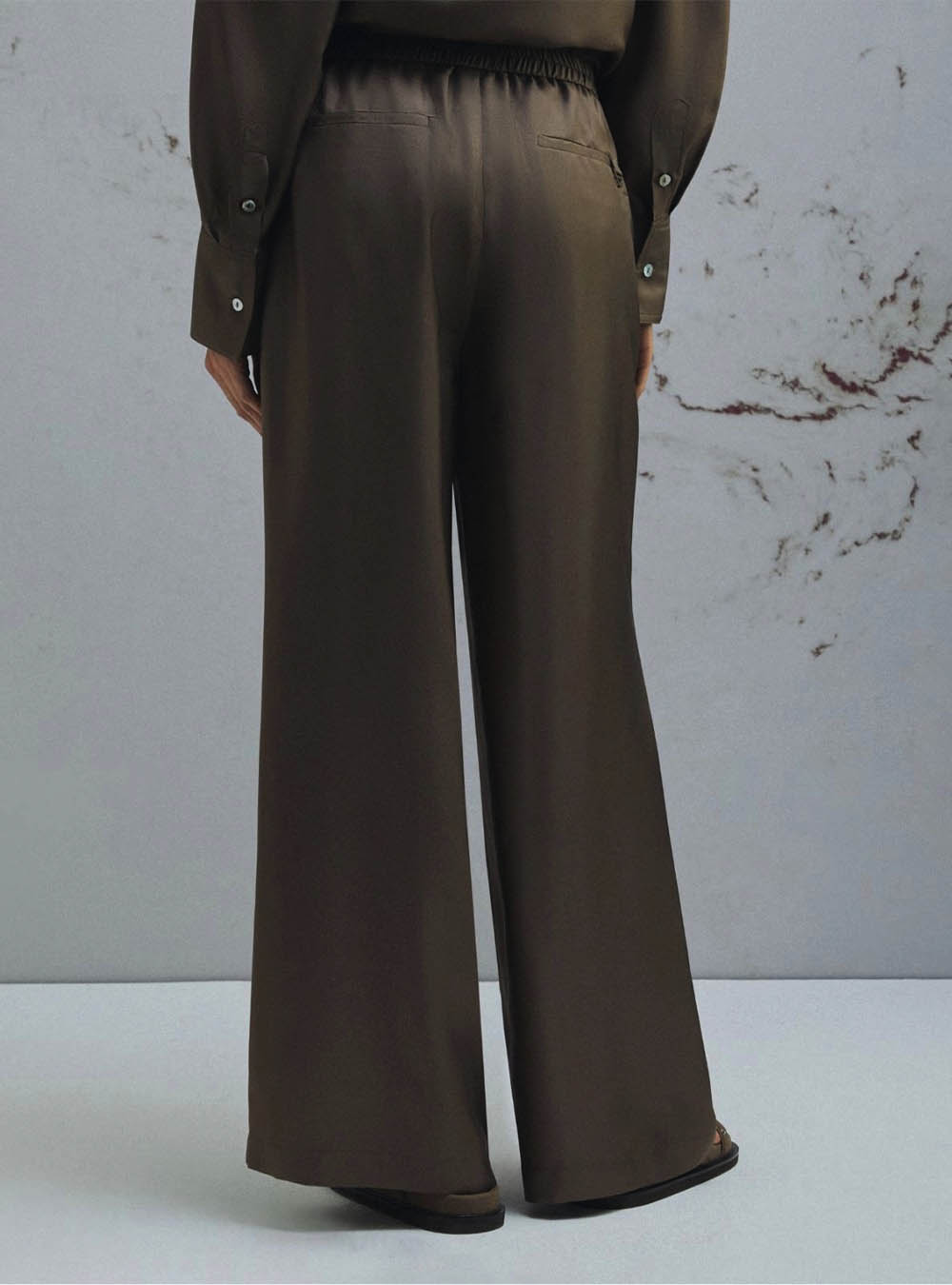 Marella Straight-Fit Silk Trousers - Brown