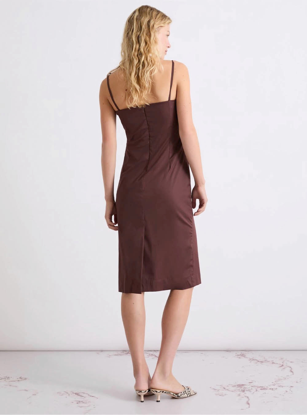 Marella Stretch Poplin Sheath Dress - Brown