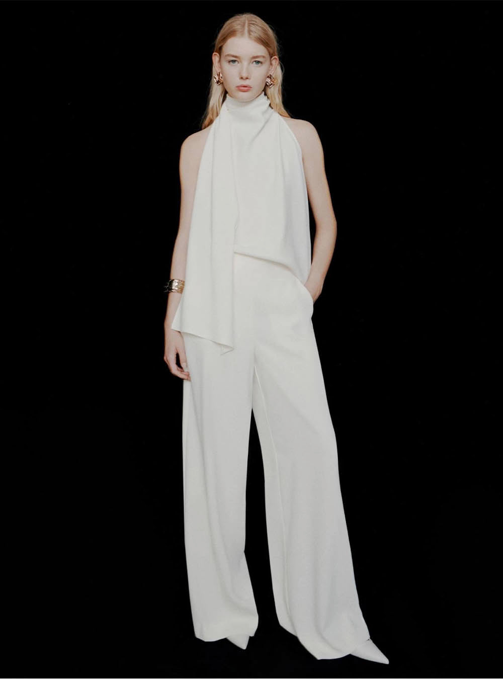 Marella Wide-Fit Envers Satin Trousers - Wool White