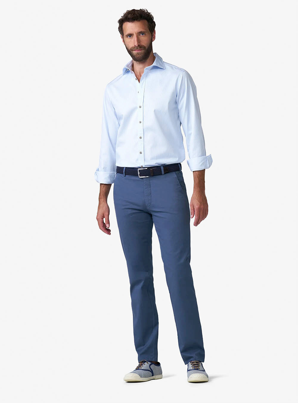 Meyer Bonn Fine Micro Print Chino - Blue
