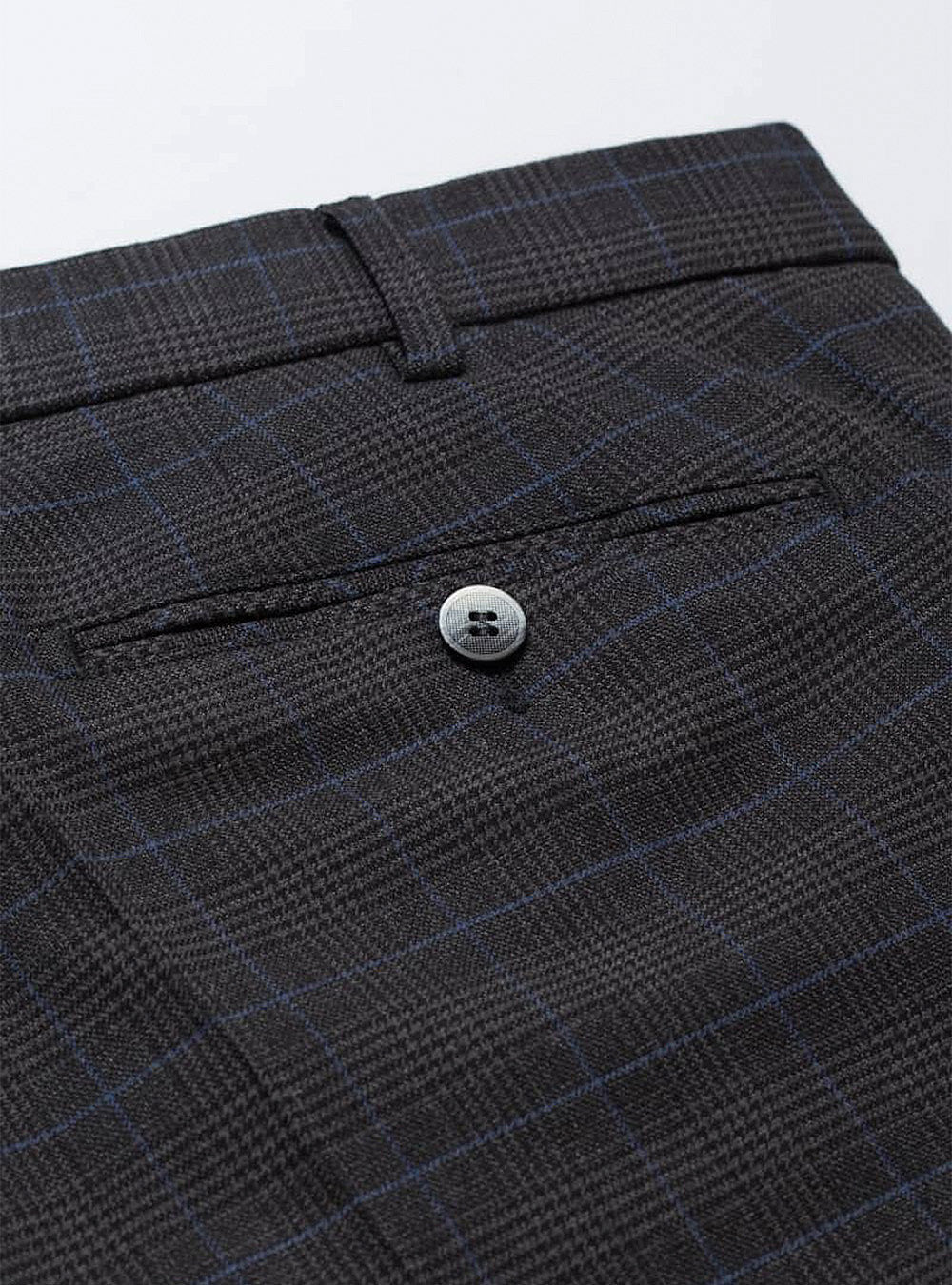 Meyer Cotton & Wool Check Bonn Chino - Charcoal