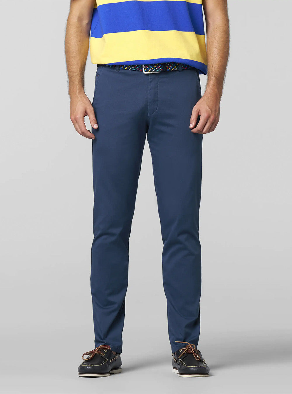 Meyer Fine Micro Print Bonn Chino - Blue