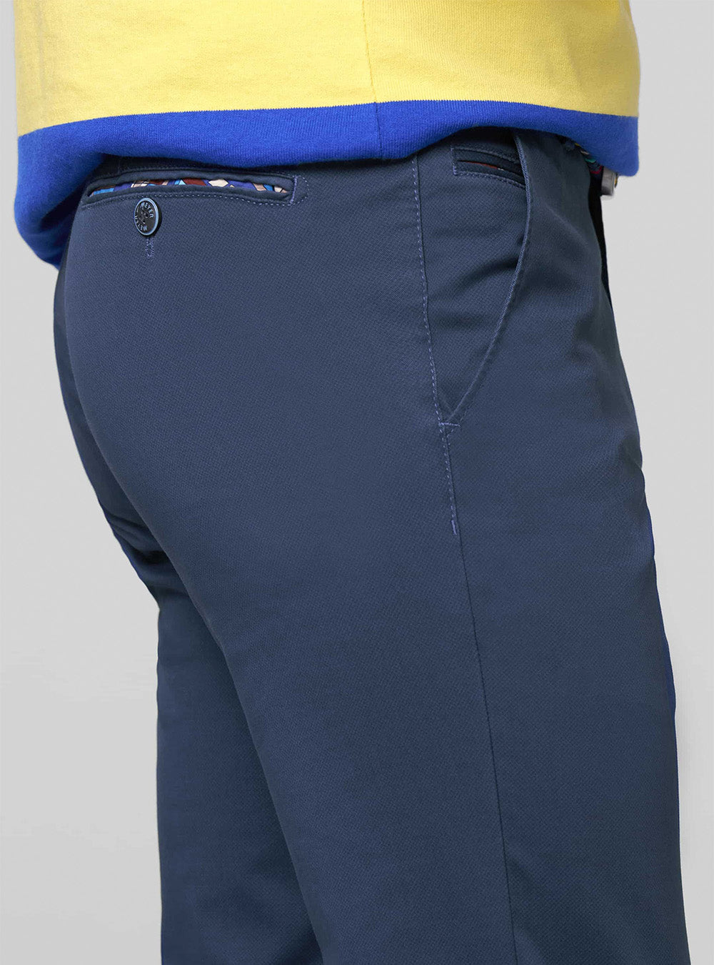 Meyer Fine Micro Print Bonn Chino - Blue