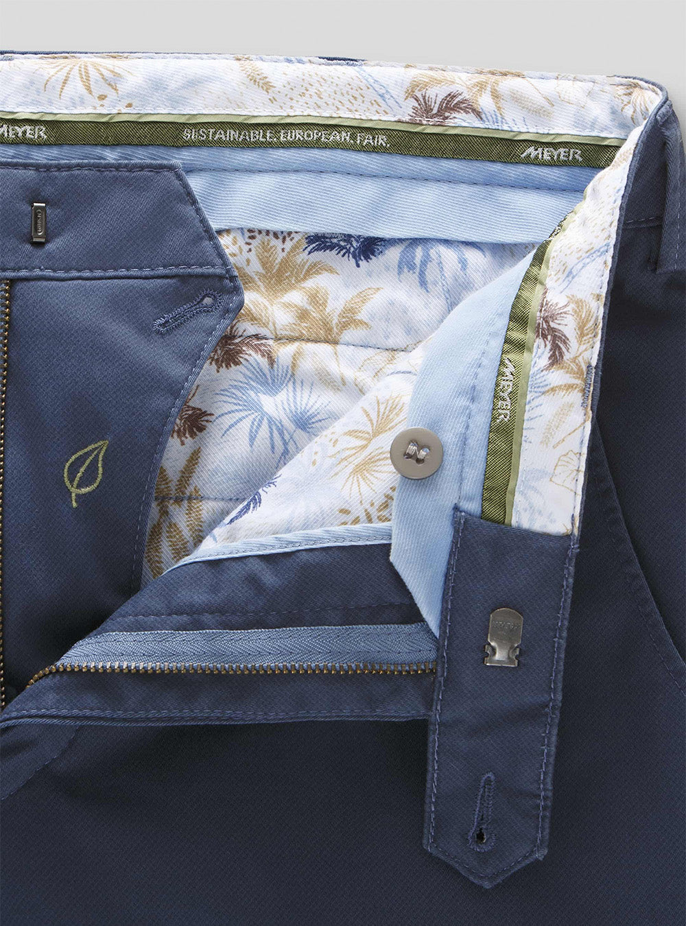 Meyer Fine Micro Print Bonn Chino - Blue